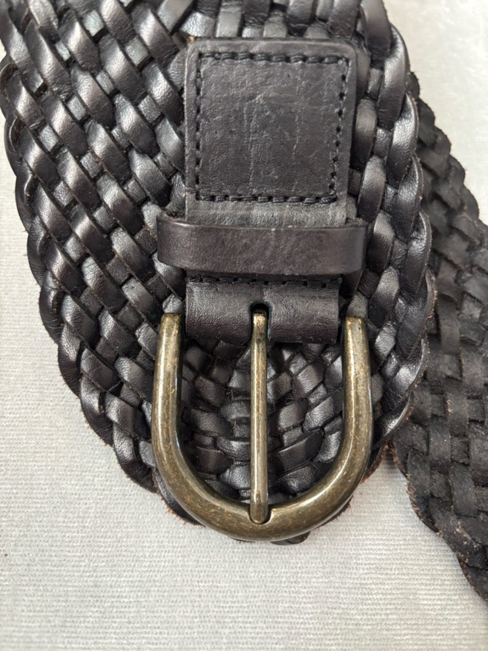 Unbranded Black Brown Braided Leather Belt Size Medium - Picture 4 of 6